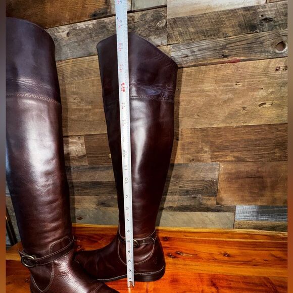 VTG FRYE SHIRLEY CUFFED FASHION RIDING BOOTS DARK BROWN LEATHER US SZ 6 M - Picture 4 of 13